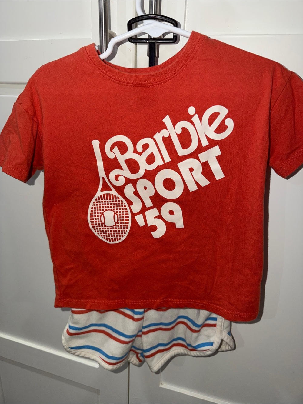 Barbie Red Short Sleeve Tee with White Sport Graphic
